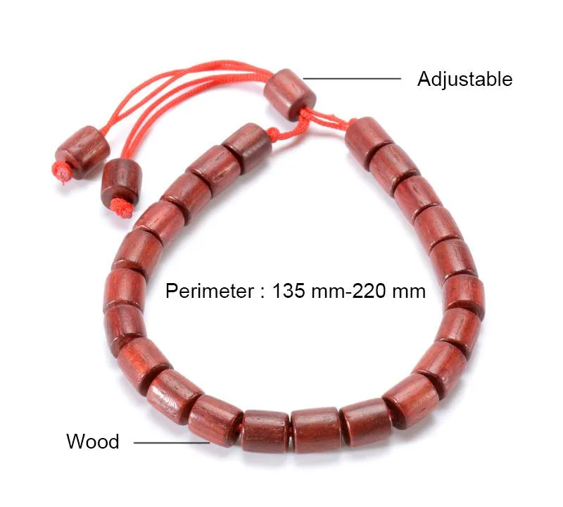 Handmade Red Sandalwood Beads Adjustable Mala Rope Bracelet