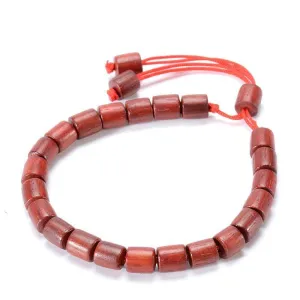 Handmade Red Sandalwood Beads Adjustable Mala Rope Bracelet