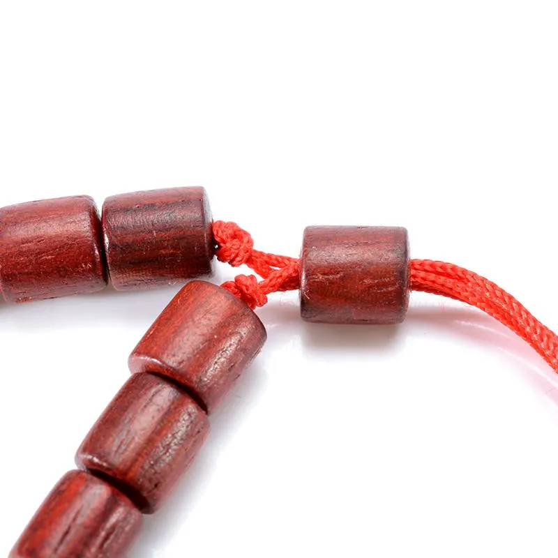 Handmade Red Sandalwood Beads Adjustable Mala Rope Bracelet