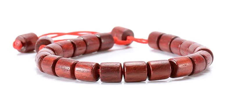 Handmade Red Sandalwood Beads Adjustable Mala Rope Bracelet