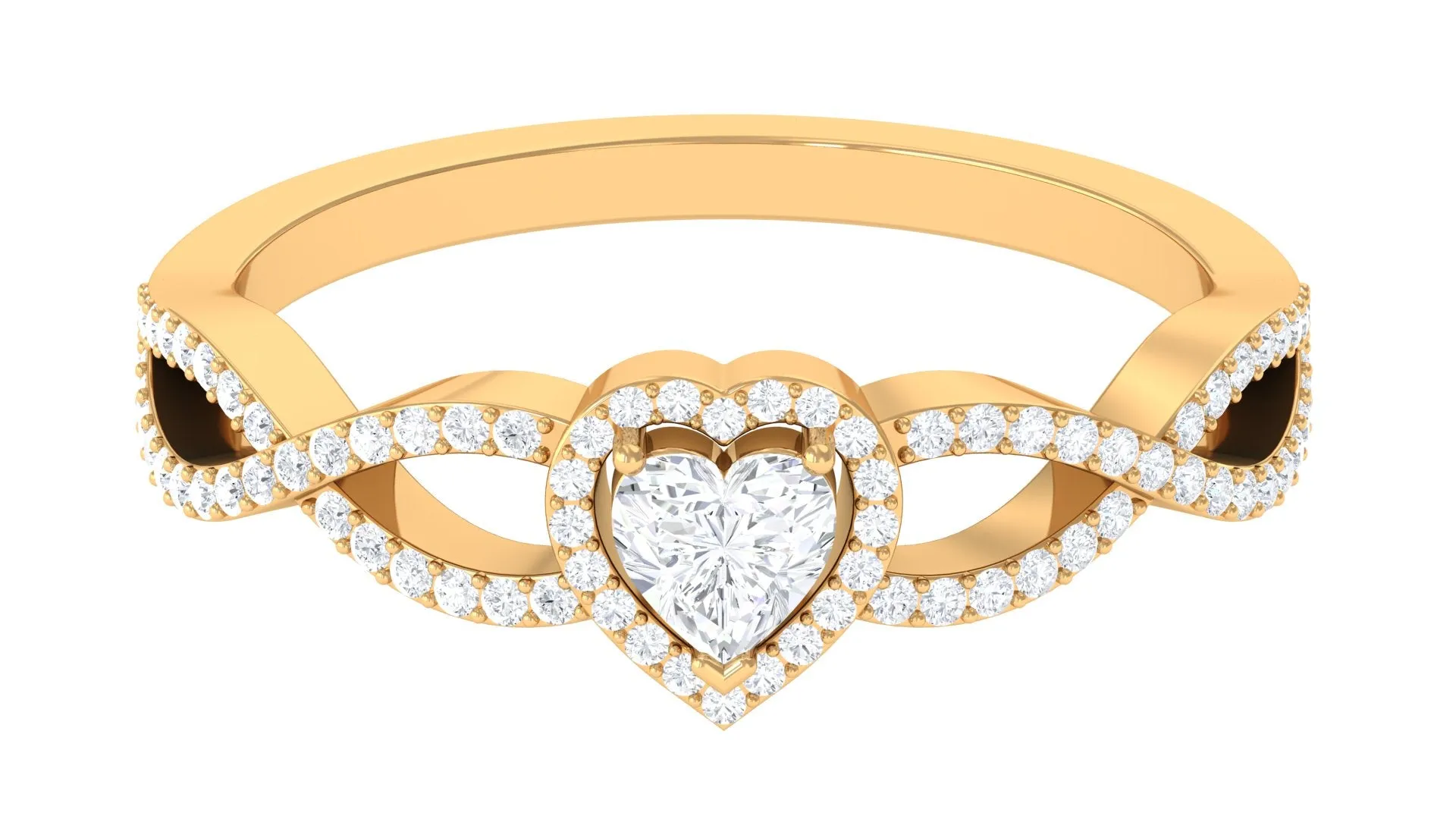 Heart Shape Lab Grown Diamond Criss Cross Engagement Ring