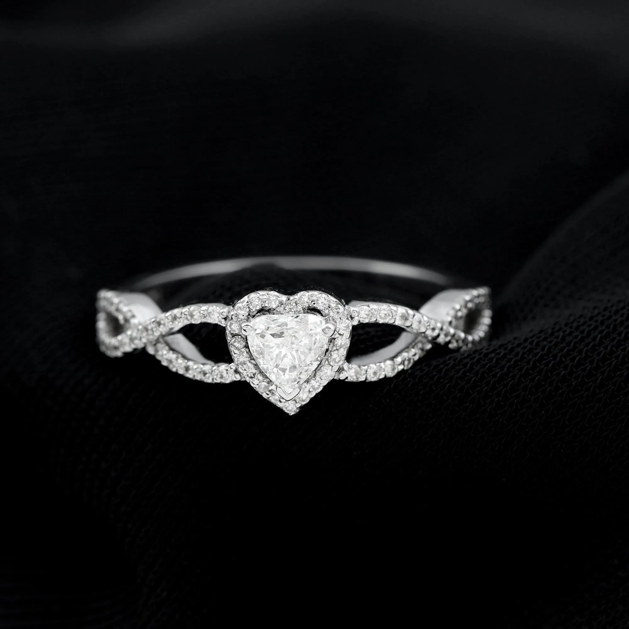 Heart Shape Lab Grown Diamond Criss Cross Engagement Ring