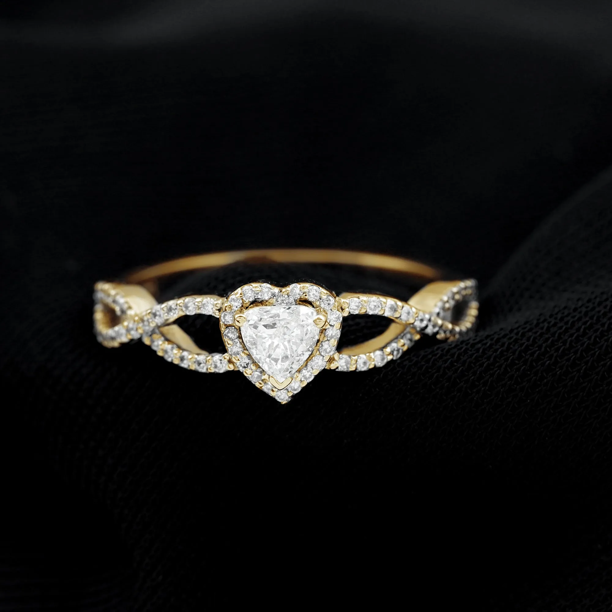 Heart Shape Lab Grown Diamond Criss Cross Engagement Ring