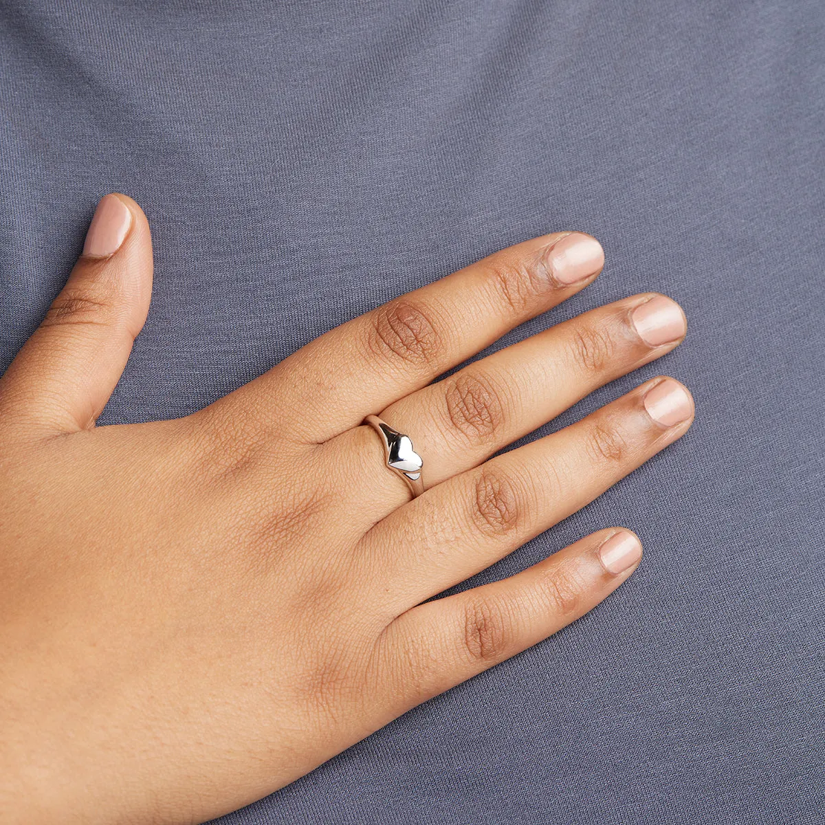 Heart Signet Ring in Silver