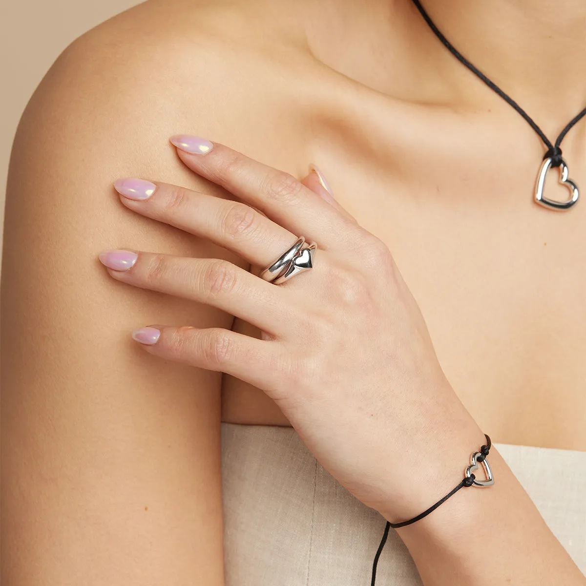 Heart Signet Ring in Silver