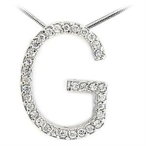 High-Polished 925 Sterling Silver Pendant with AAA Grade CZ in Clear for Women Clear Stone Color Style LOA258