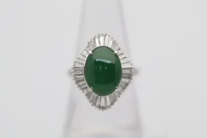 Jadeite Jade Diamond Platinum Ballerina Ring