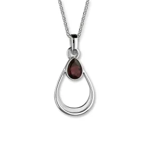 January Birthstone Silver Pendant CP330 Garnet