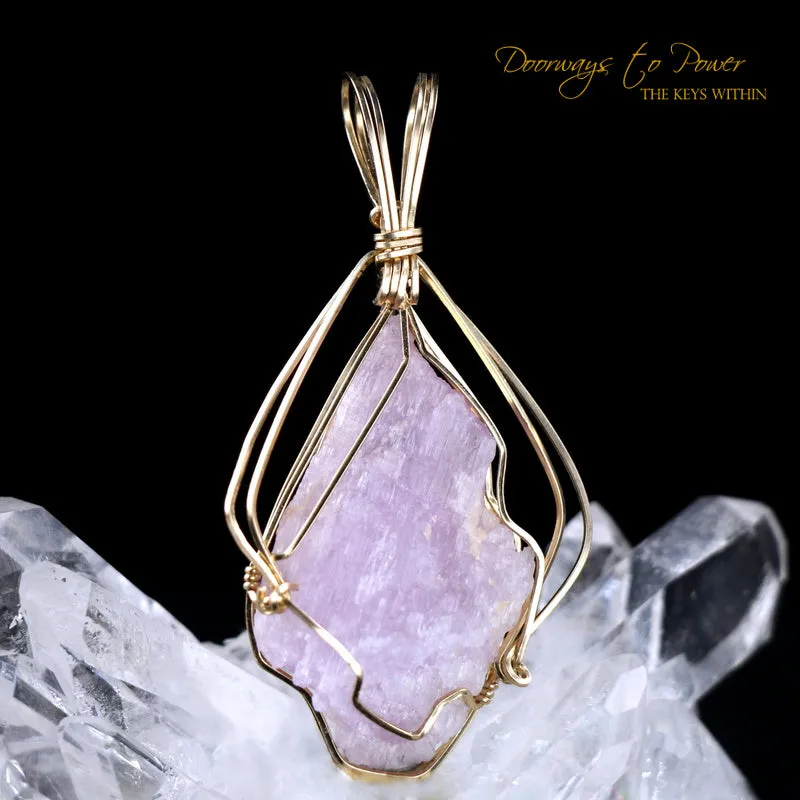 Kunzite Crystal Pendant 14k 'Universal Love'