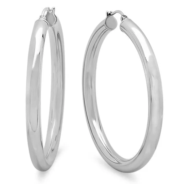 Ladies Stainless Steel Wide Hoop Earrings 55mm