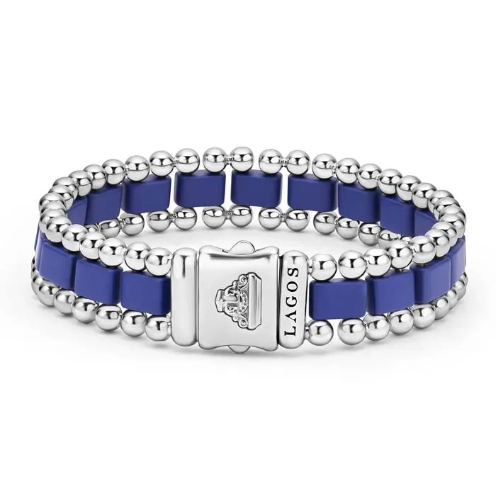 LAGOS Anthem Matte Ultramarine Ceramic Link Bracelet in Stainless Steel