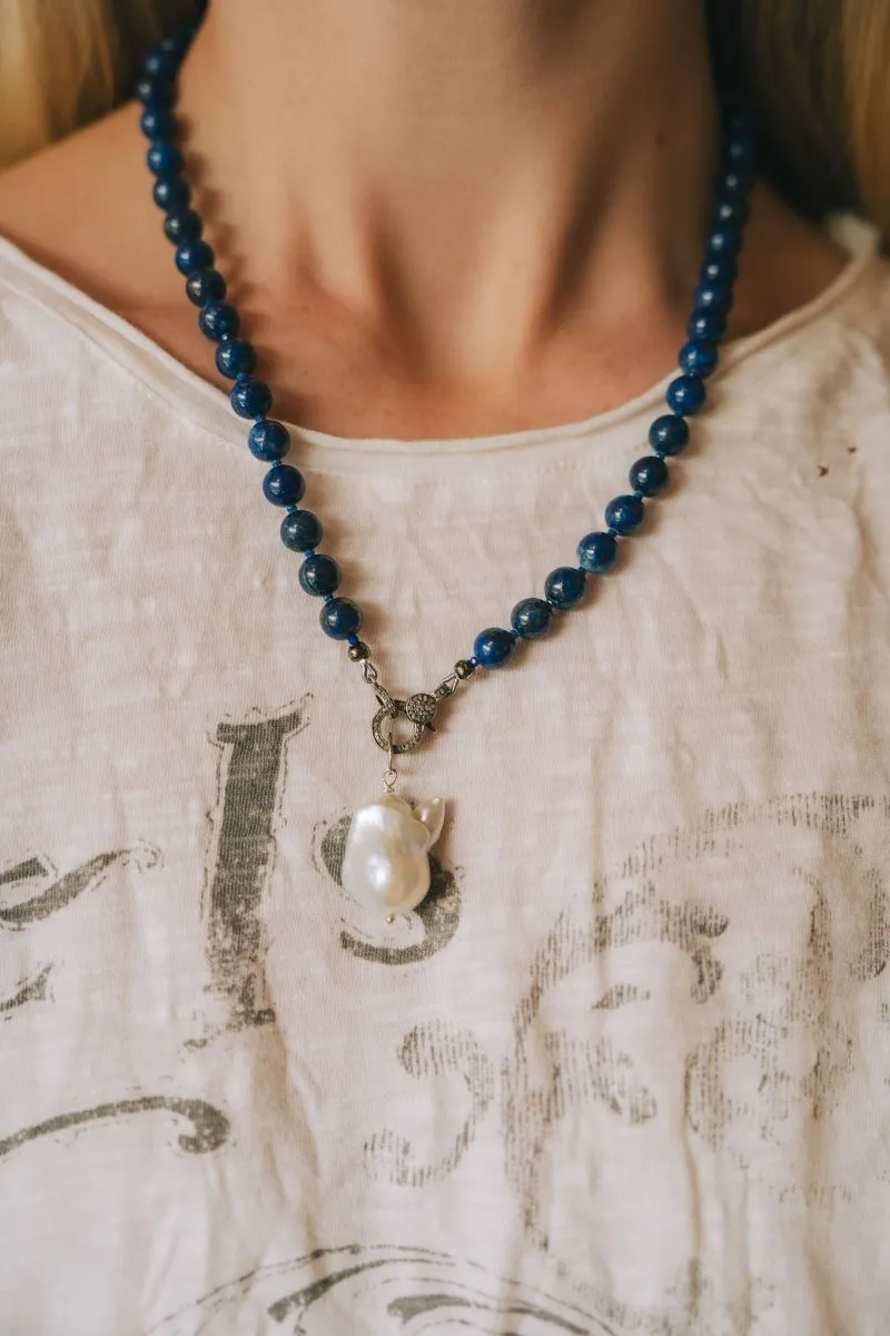 Lapis Lazuli Round Gemstones Short Necklace