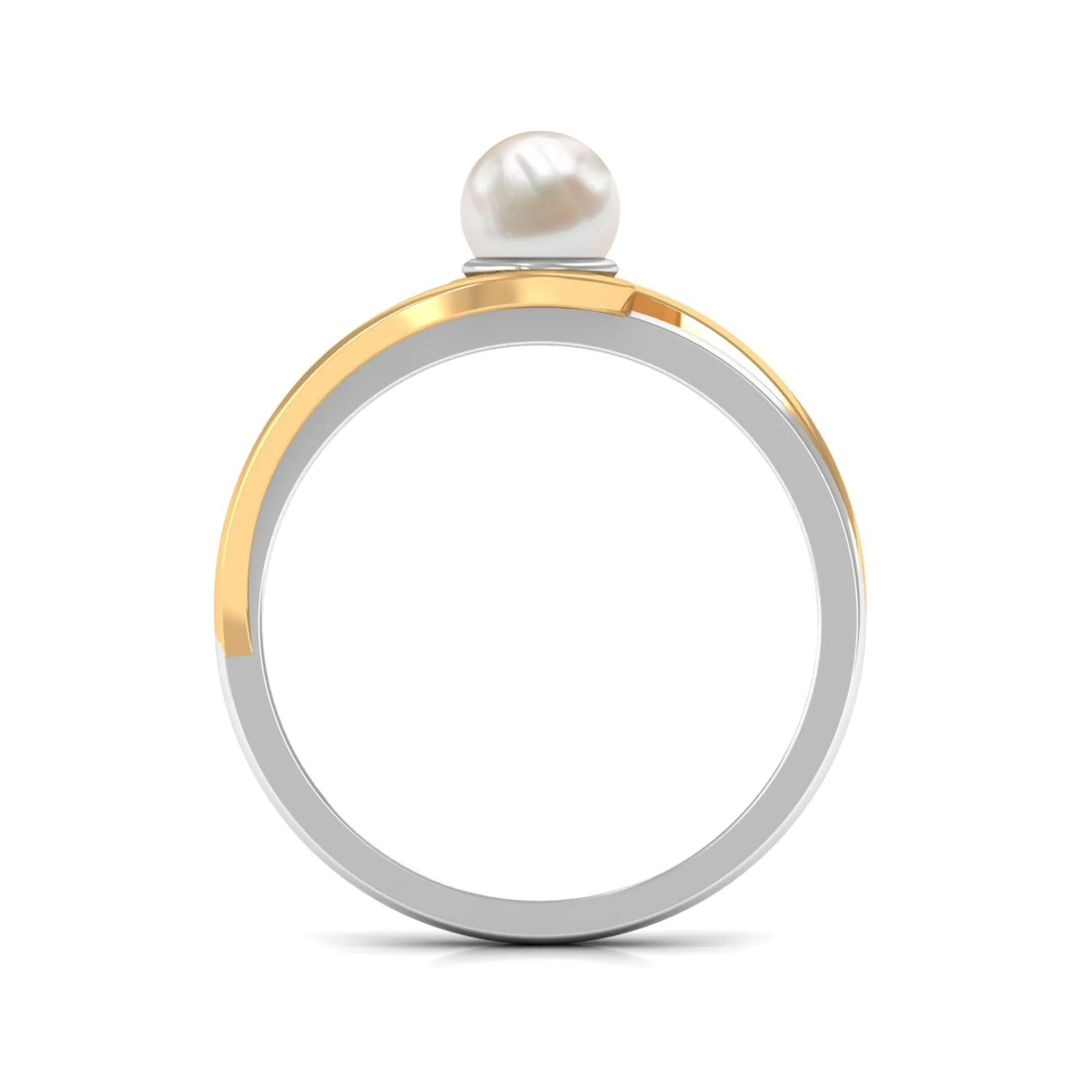 Minimal Freshwater Pearl Solitaire Ring in Bypass Shank