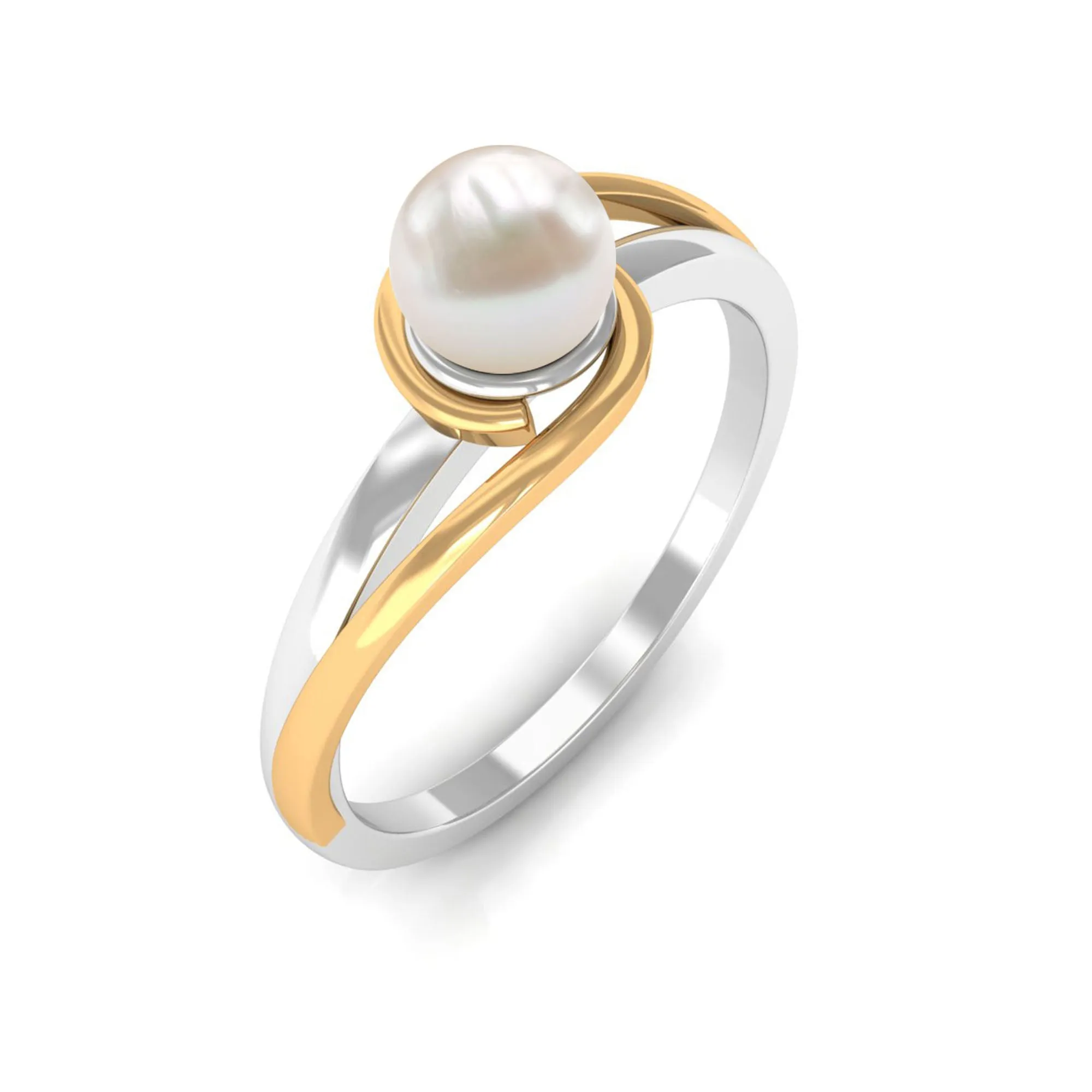 Minimal Freshwater Pearl Solitaire Ring in Bypass Shank