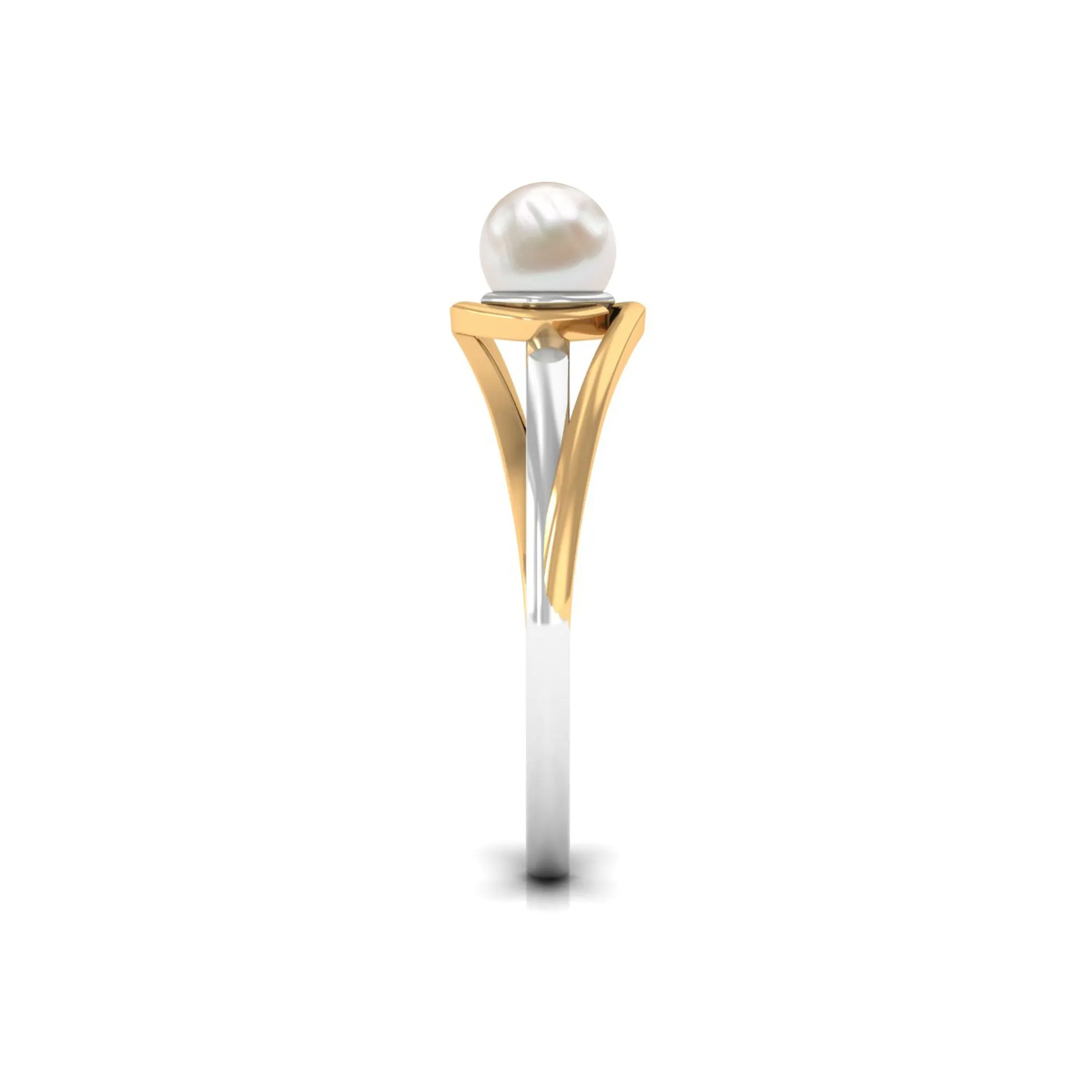 Minimal Freshwater Pearl Solitaire Ring in Bypass Shank