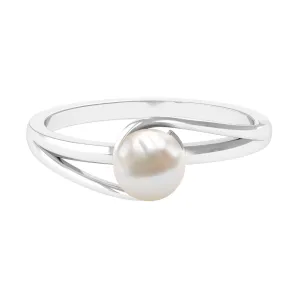 Minimal Freshwater Pearl Solitaire Ring in Bypass Shank