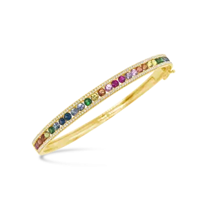 Multi-color Sapphire & Diamond Bangle Bracelet