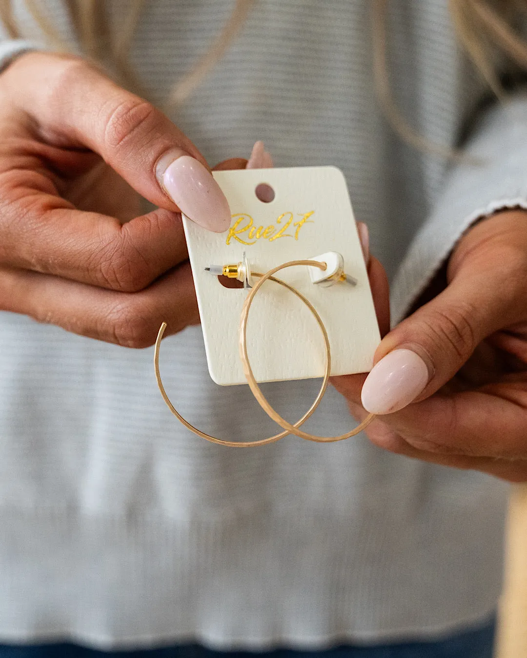 NEW! Delicate Hammered Brass Hoop Earrings