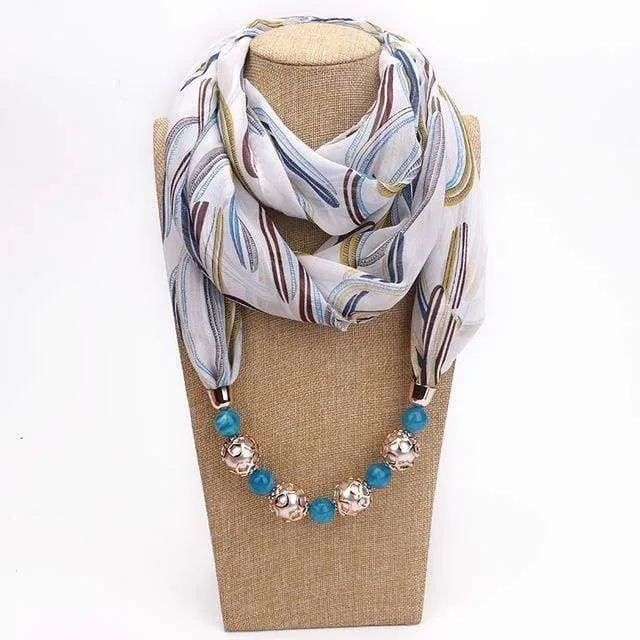 New Pendant Scarf Necklace, Bohemia Necklaces For Women Scarves, Chiffon Pendant Jewelry Wrap Choker