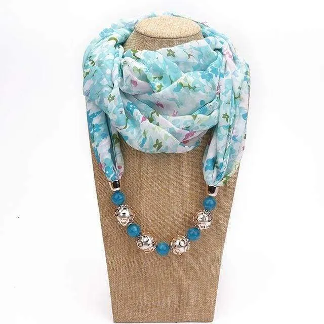 New Pendant Scarf Necklace, Bohemia Necklaces For Women Scarves, Chiffon Pendant Jewelry Wrap Choker