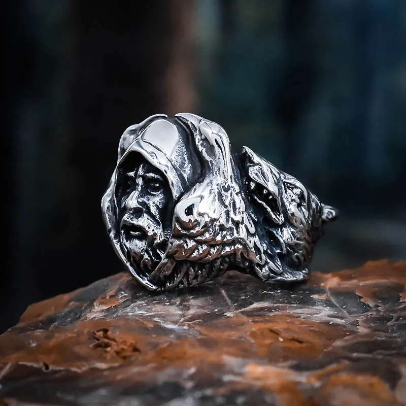 Odin and Ravens Ring - Stainless Steel