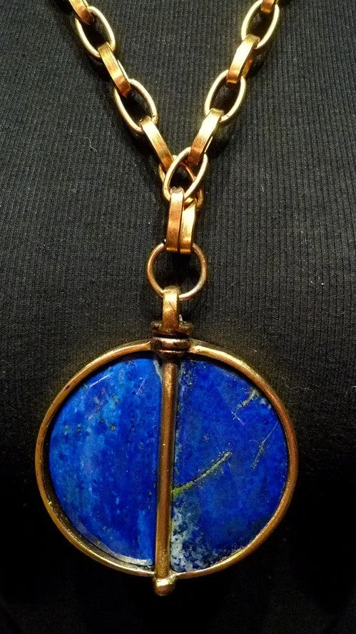 Paige Novick Lapis Lazuli Pendant on Open Link Chain Necklace