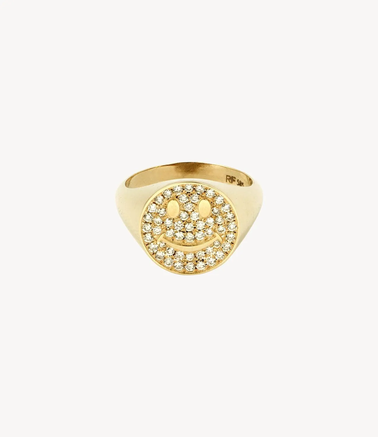 Pavé Diamond Happy Signet Ring