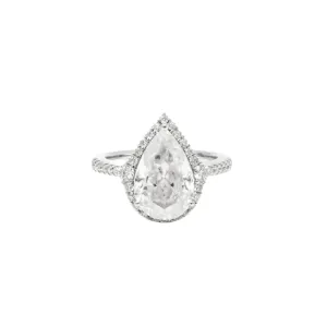 Pear Shaped Single Halo Ring - 18ct Gold