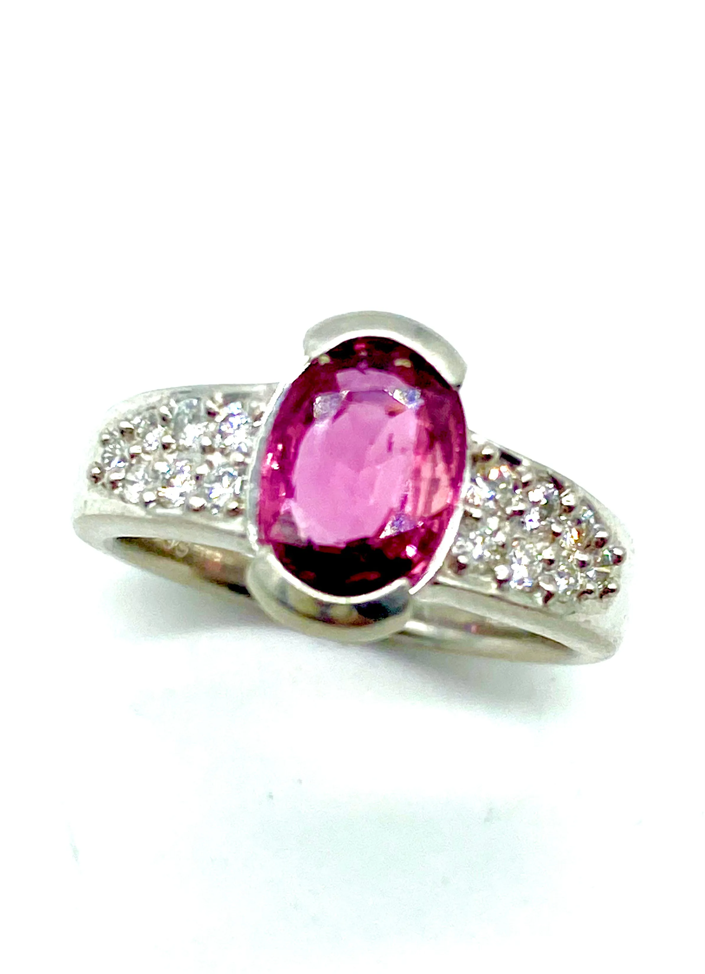 Pink Sapphire and Diamond Ring