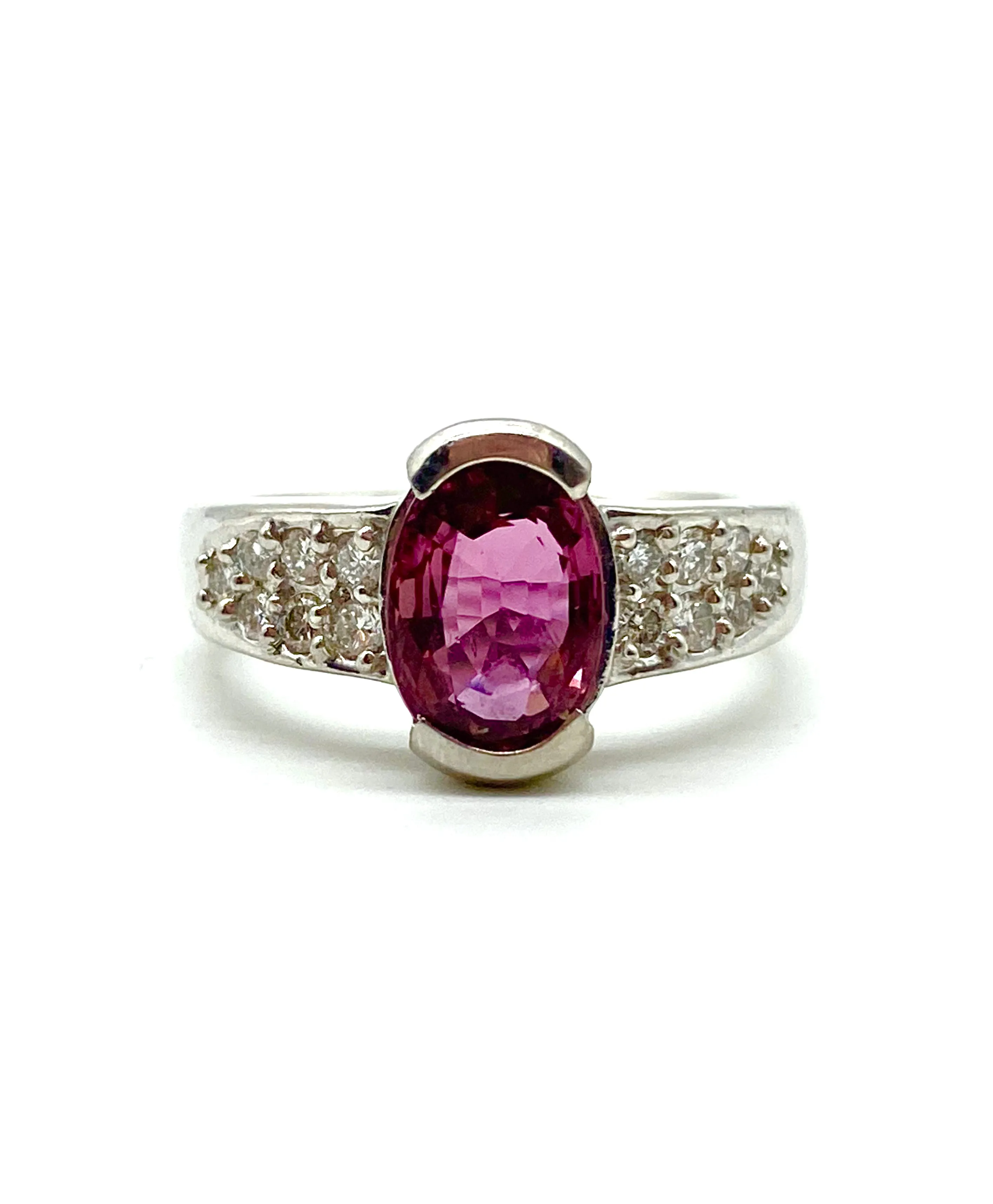 Pink Sapphire and Diamond Ring