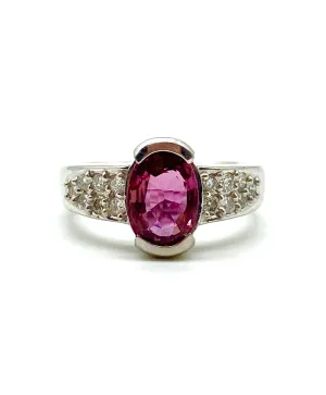 Pink Sapphire and Diamond Ring