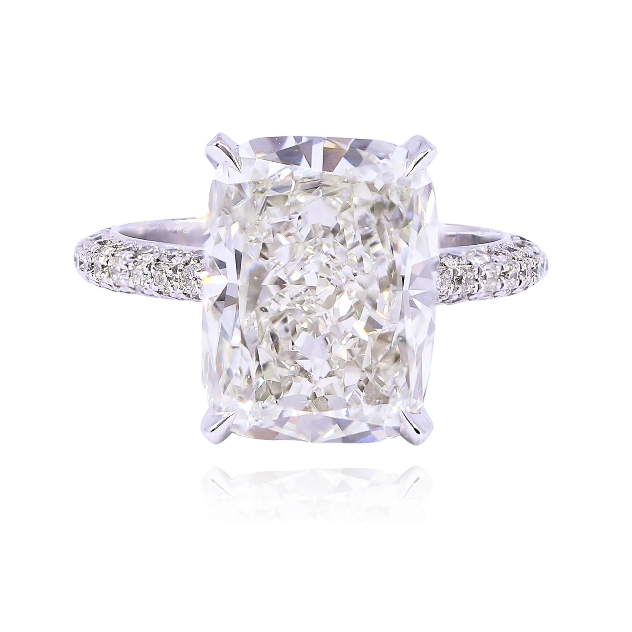 PLATINUM 8.38CT CUSHION-CUT DIAMOND ENGAGEMENT RING WITH SIDE DIAMONDS