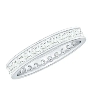 Princess Cut Moissanite Eternity Band Ring in Channel Setting