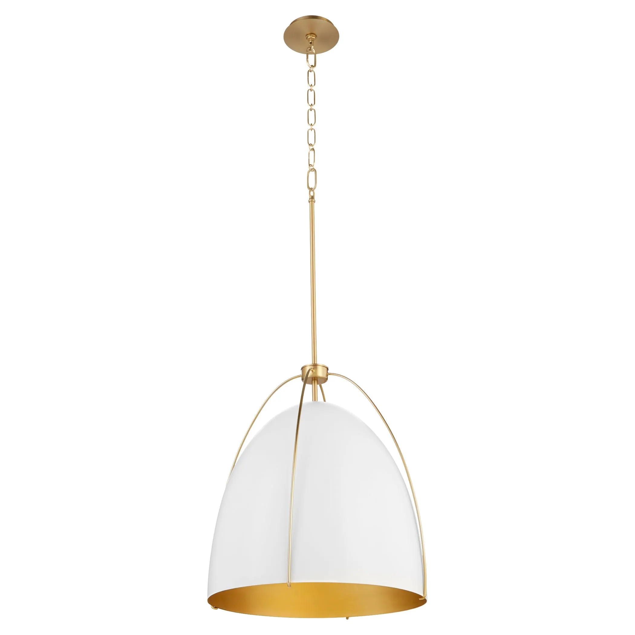 Quorum Jamie 860-3-0880 Pendant - Studio White / Aged Brass 18" Transitional