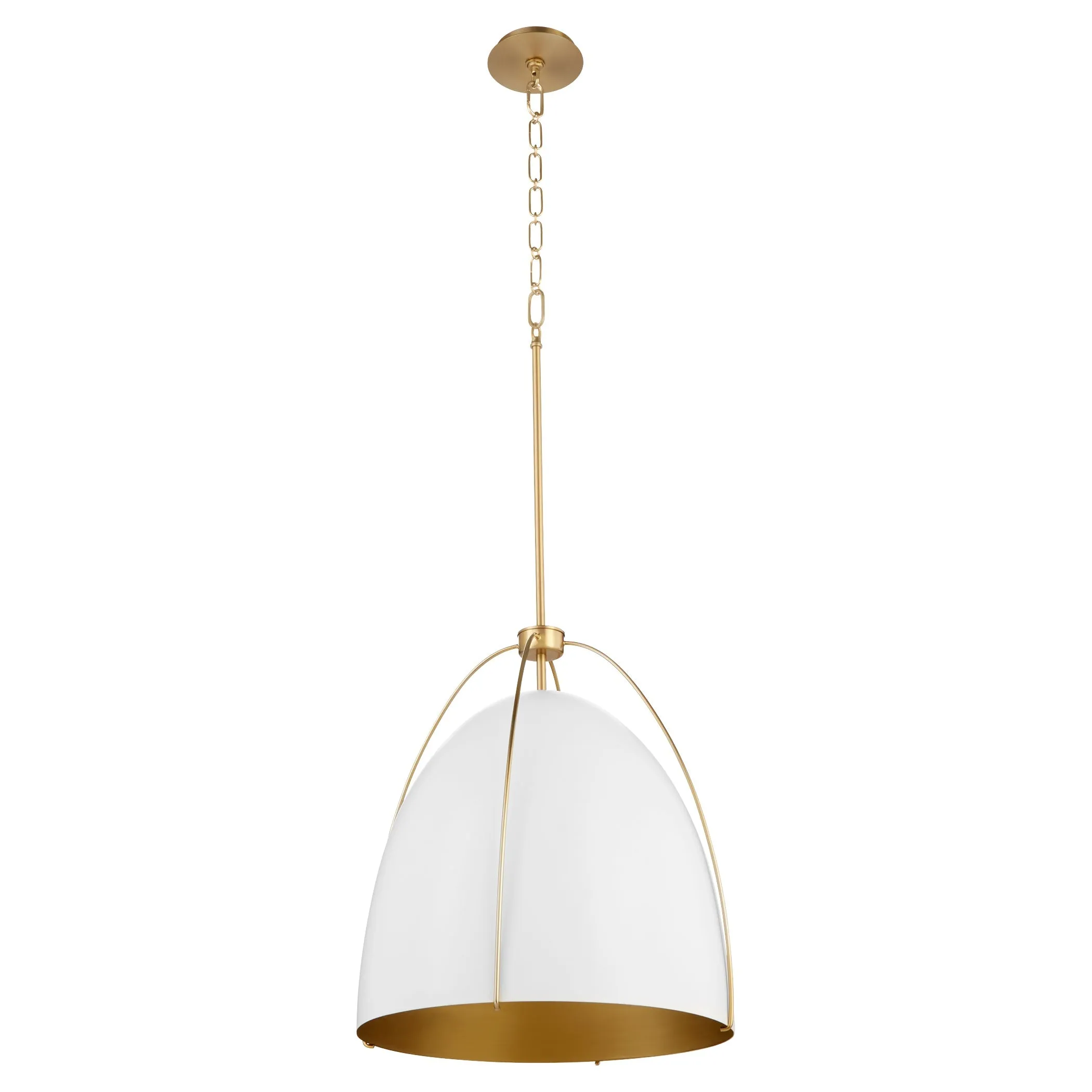 Quorum Jamie 860-3-0880 Pendant - Studio White / Aged Brass 18" Transitional