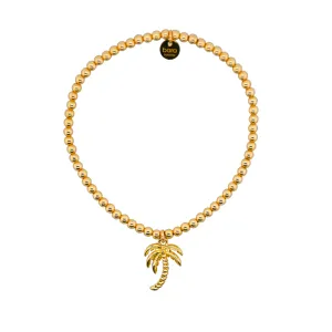 "MIAMI PALM TREE" Gold Plated Charm with 14K Gold Filled beads Bracelet