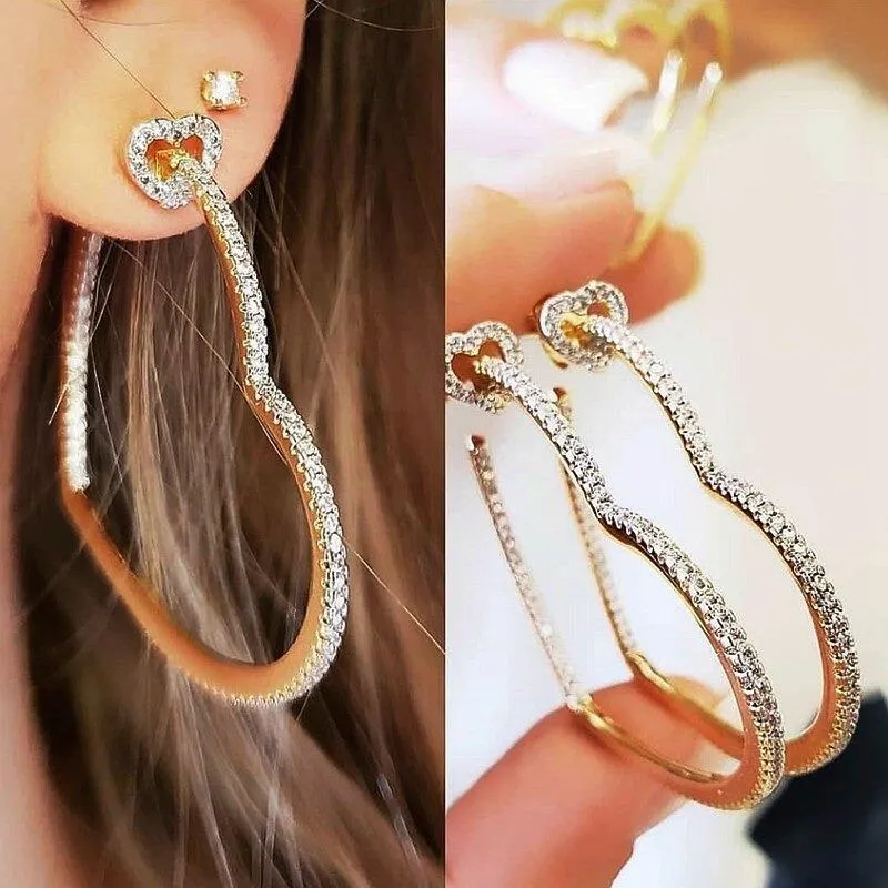 Rhinestone Bejeweled Heart Shaped Earring