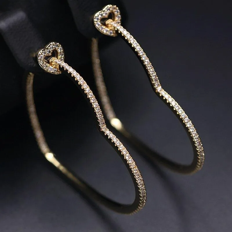 Rhinestone Bejeweled Heart Shaped Earring