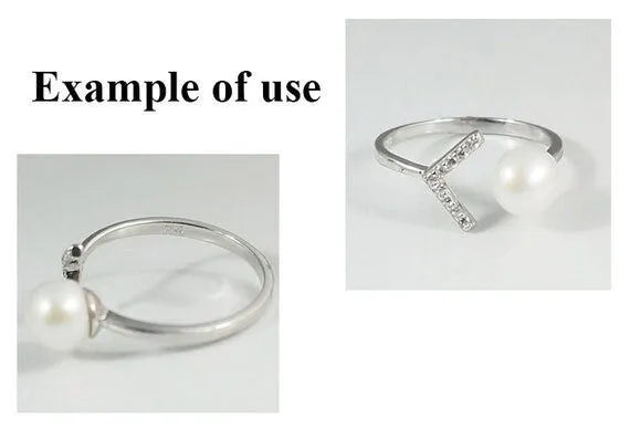 Ring Setting Blank 6mm 1pc 1g 925 Sterling Silver Adjustable CZ Semi Mount Round Shape Base for 1 Pearl Bead Wholesale Available