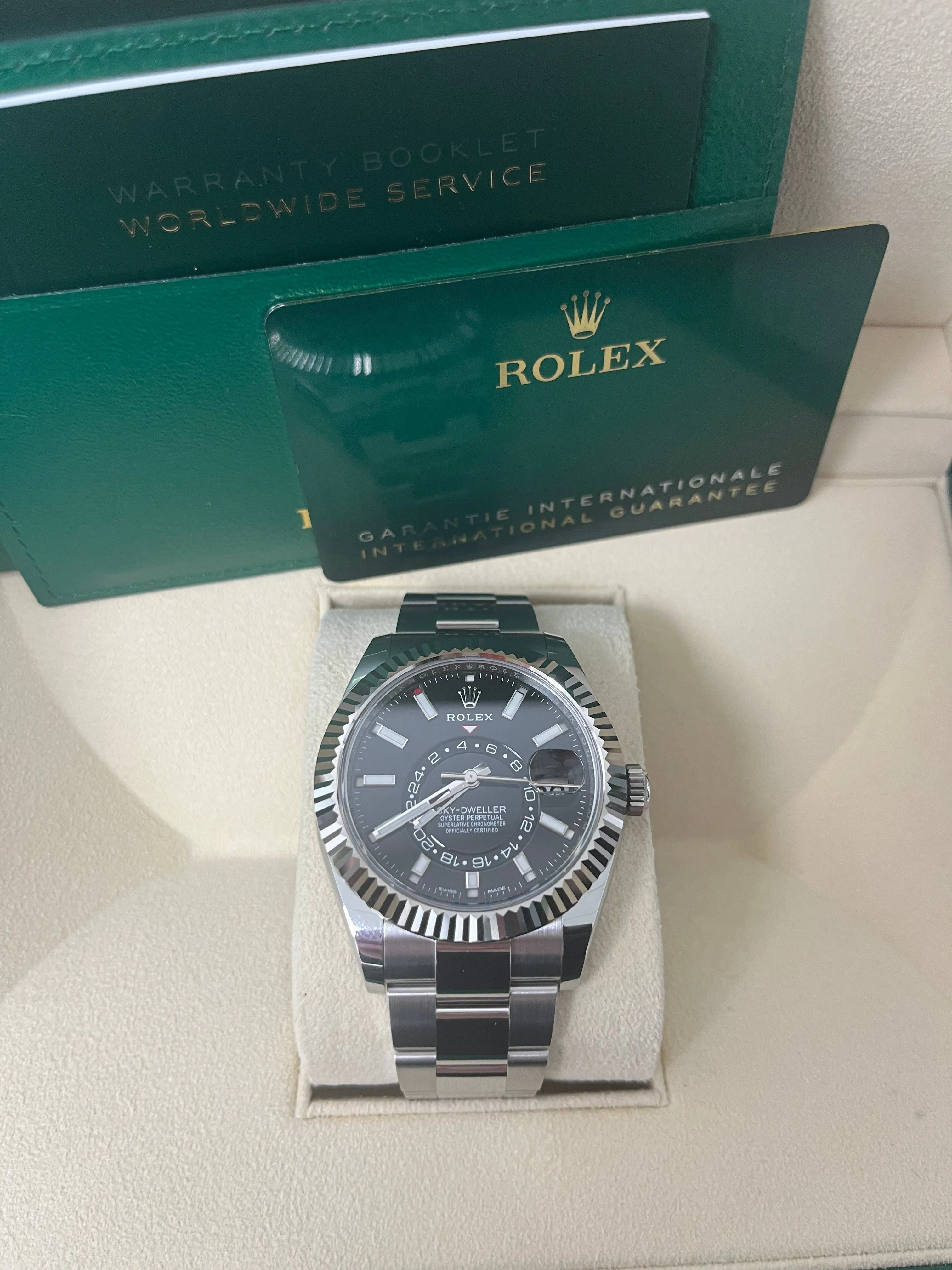 Rolex Sky-Dweller 18k White Gold 42mm Black Dial - Steel Bracelet (Ref# 326934)