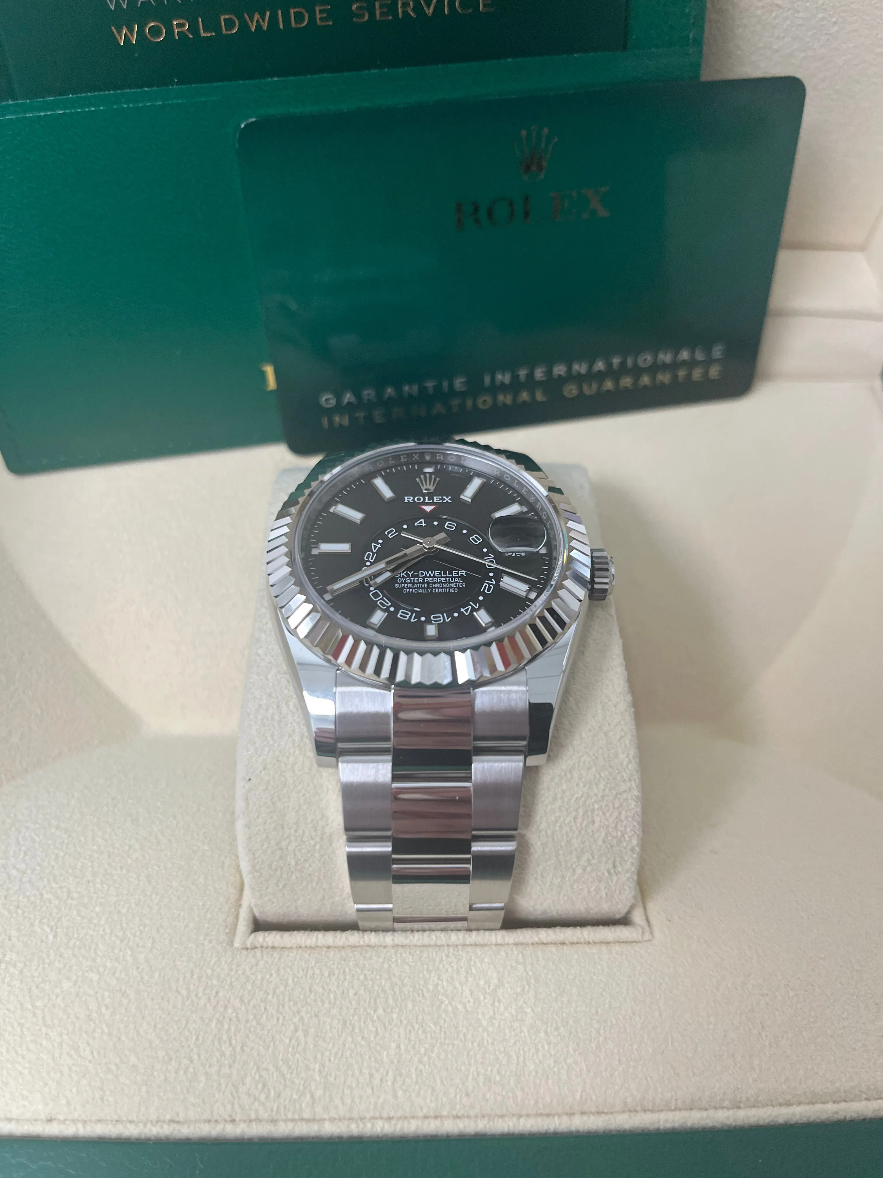 Rolex Sky-Dweller 18k White Gold 42mm Black Dial - Steel Bracelet (Ref# 326934)