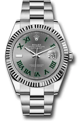 Rolex Steel and White Gold Rolesor Datejust 41 Watch - Fluted Bezel - Slate Green Roman Dial - Oyster Bracelet - 126334 slgro