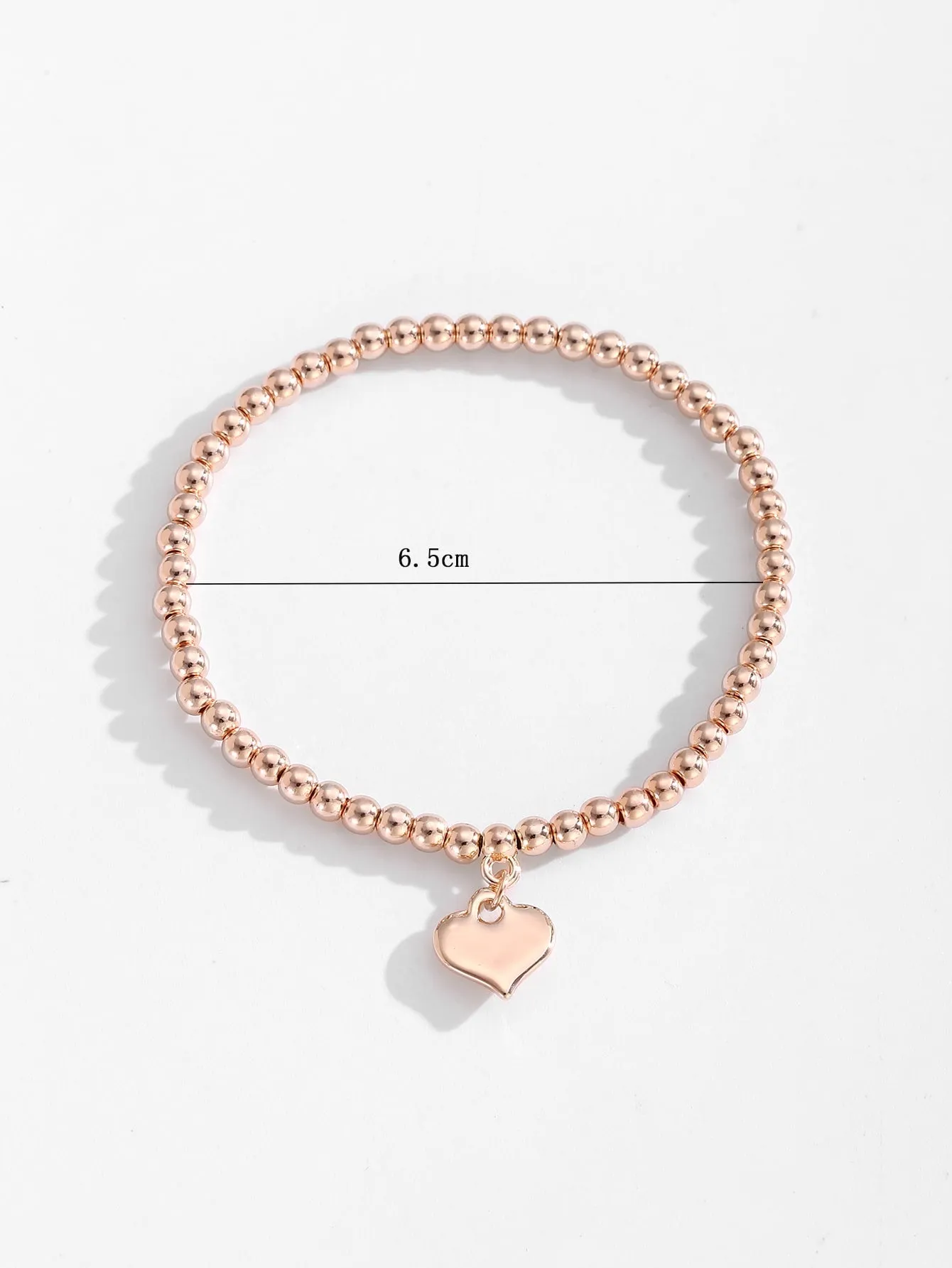 Rose Gold Color Heart Charm Beaded Bracelet Women Bracelet Stackable Bracelet