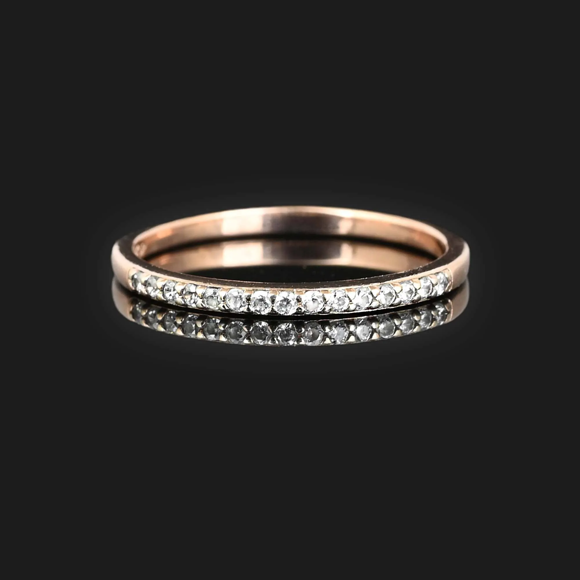 Rose Gold Silver Thin Diamond Band Ring