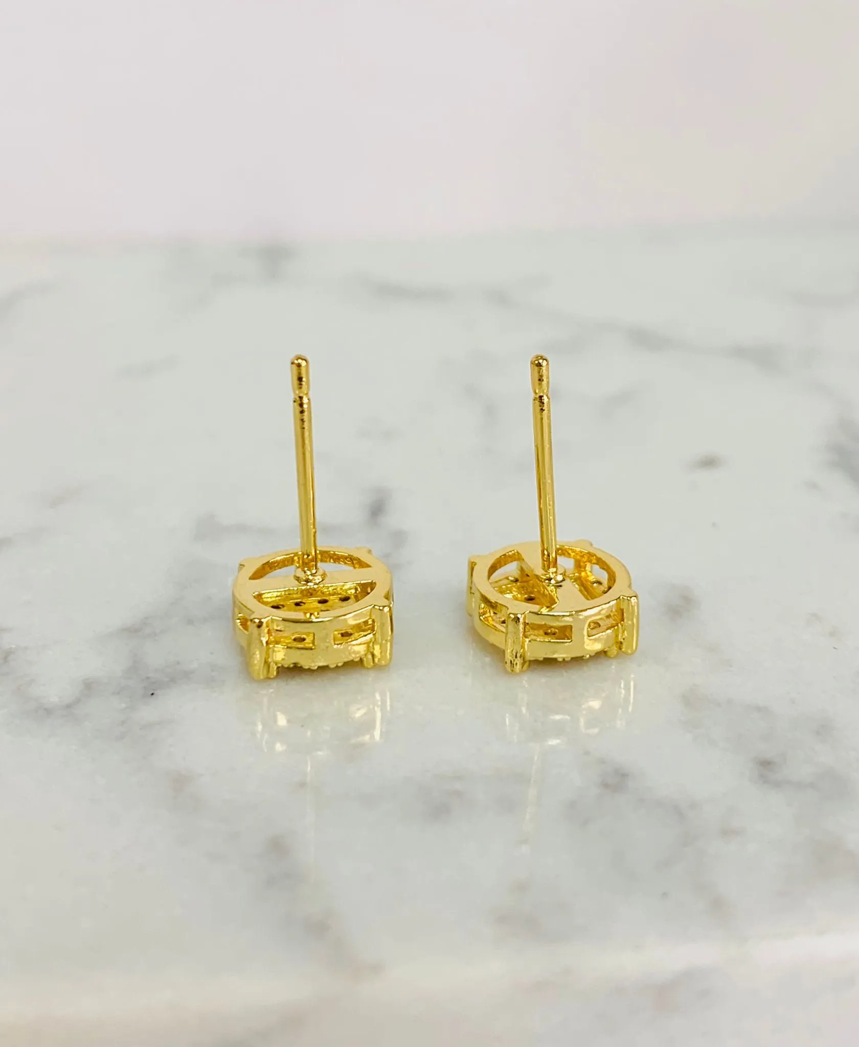 Round Basket CZ Earrings 18K Gold Filled For Mens / CZ Earrings / Mens Earrings / Aretes Para Hombre