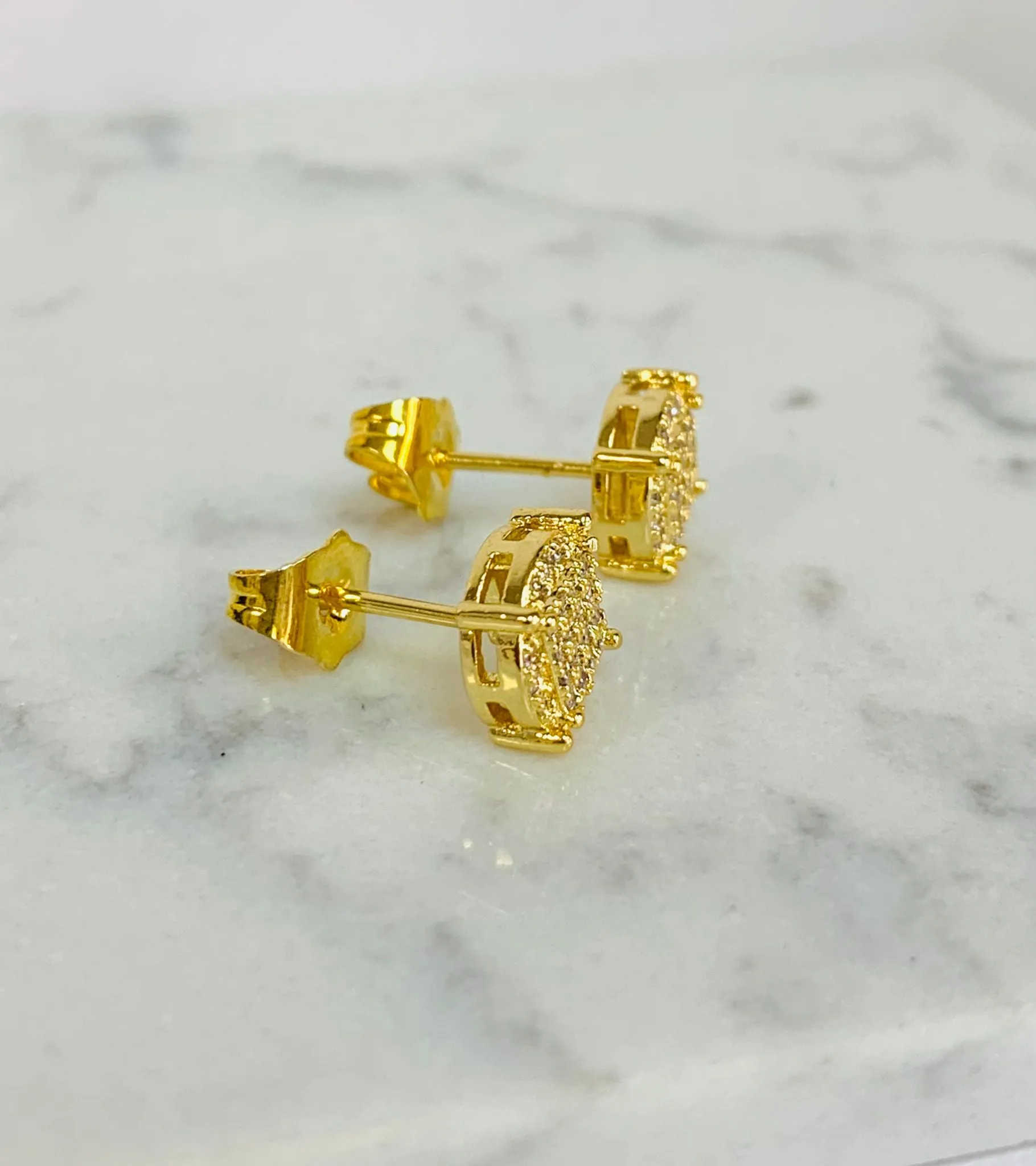 Round Basket CZ Earrings 18K Gold Filled For Mens / CZ Earrings / Mens Earrings / Aretes Para Hombre