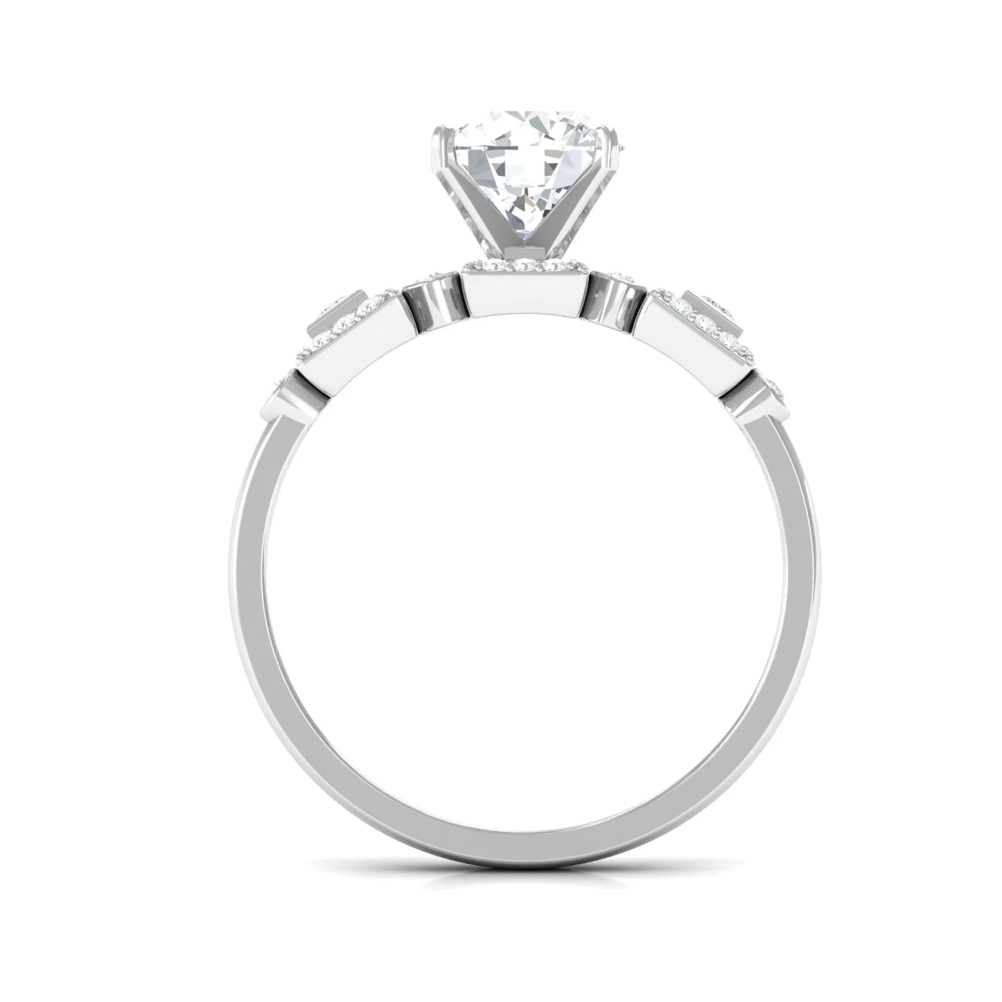 Round Cut Solitaire Moissanite Antique Engagement Ring