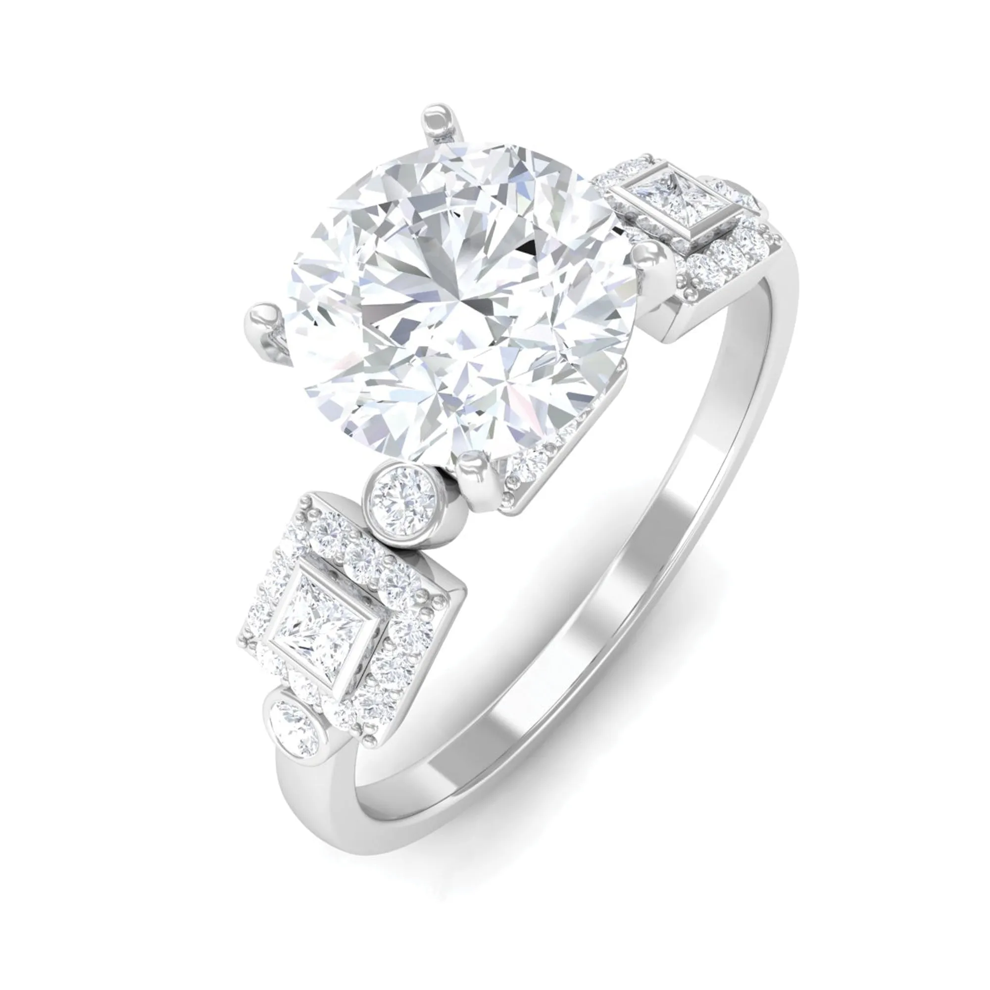 Round Cut Solitaire Moissanite Antique Engagement Ring