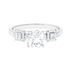 Round Cut Solitaire Moissanite Antique Engagement Ring