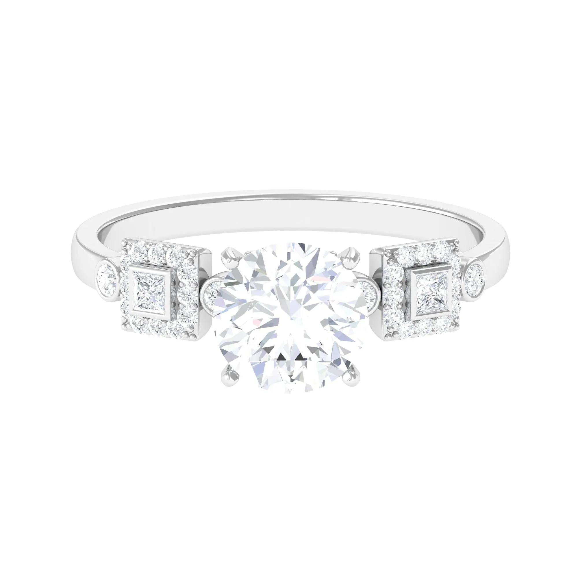 Round Cut Solitaire Moissanite Antique Engagement Ring